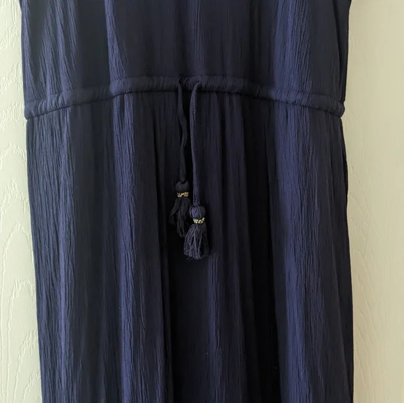 Navy Blue Halter Maxi Dress - Picture 5 of 9